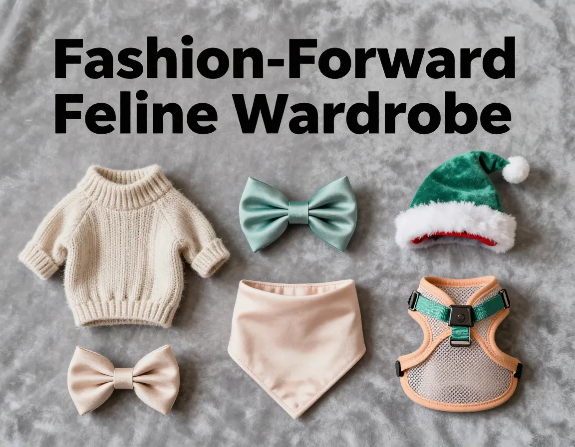 Cozy sweater bow tie elf hat bandana vest flatlay