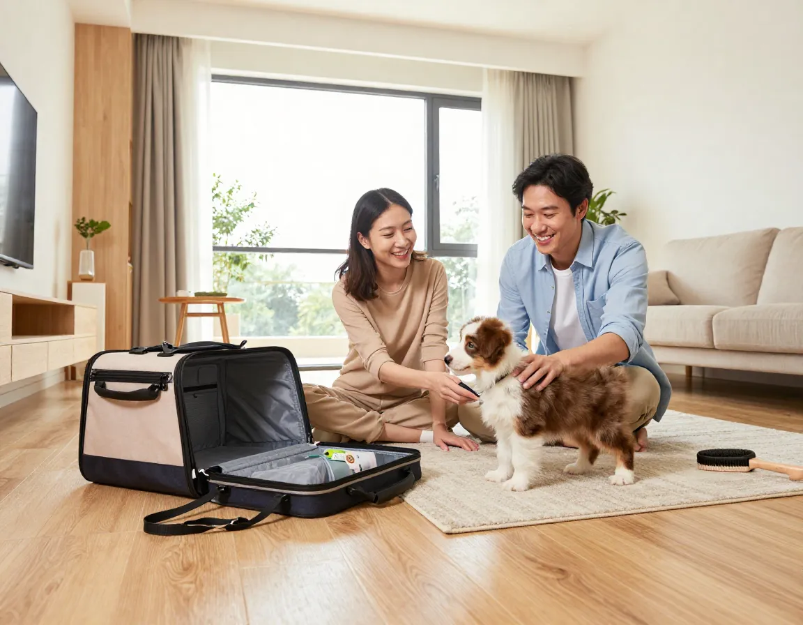 Perfect size mini aussie puppy modern apartment living room