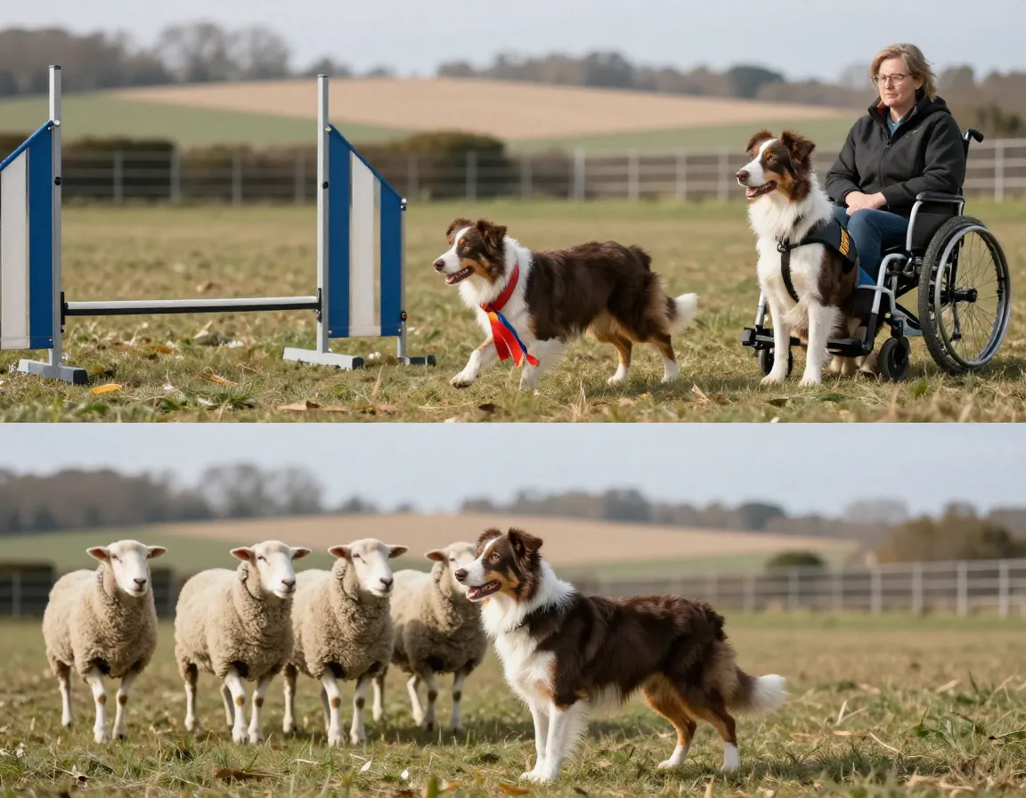 Composite mini aussie herding sheep agility therapy work