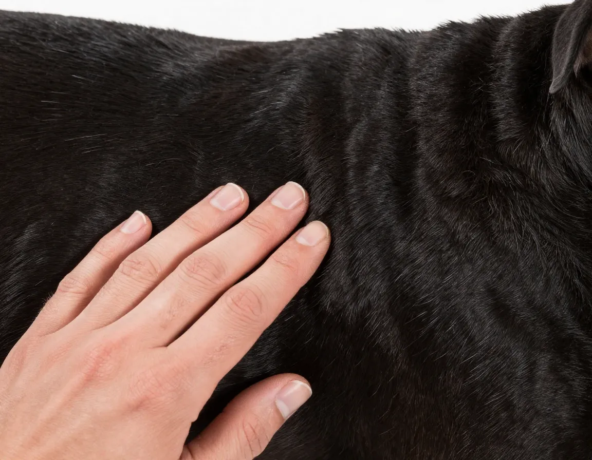 Macro detail of short glossy breed standard pitbull coat