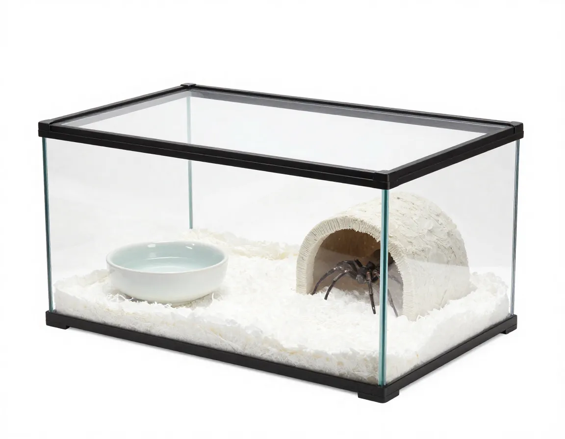 Shallow water dish soft bedding secure enclosure spider morph