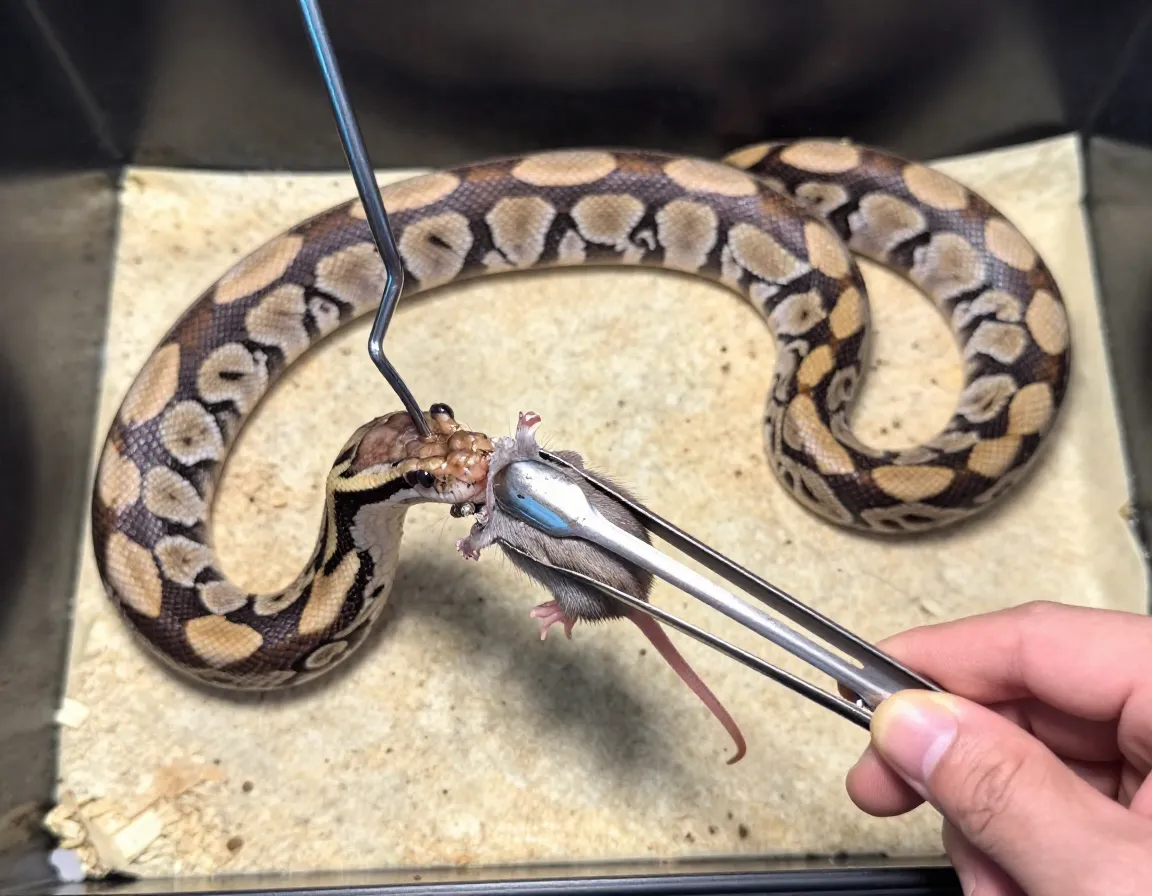 Feeding tongs snake hook assisted feeding spider morph
