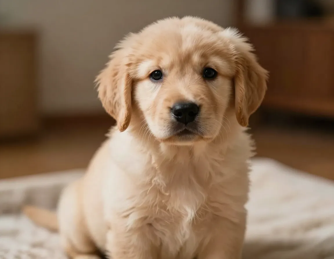 Start house training a golden retriever puppy at eight weeks old