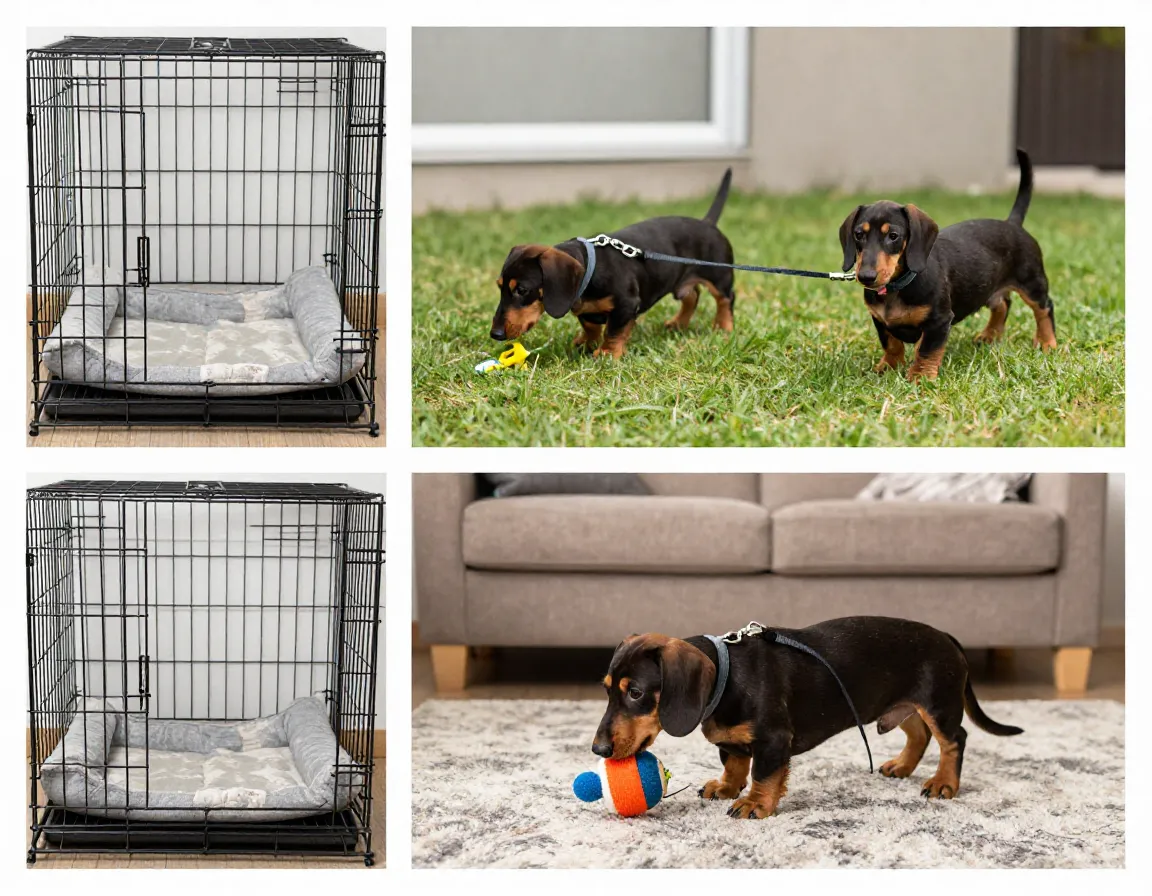 Puppy cycling between crate outdoor area and supervised indoor play