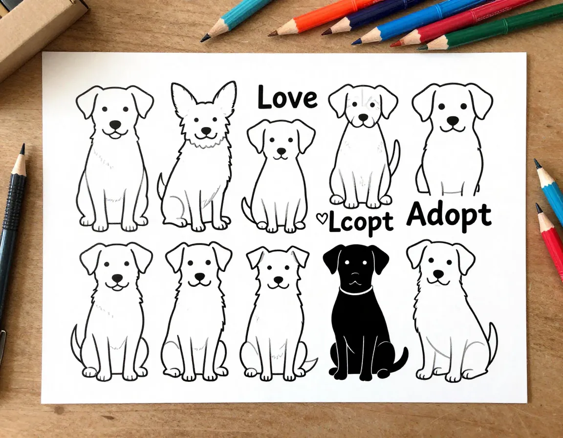 Heartwarming mixed breed dogs silhouettes with uplifting messages