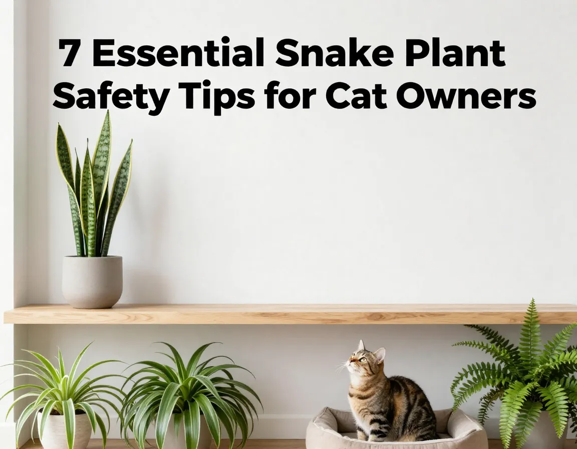 Modern home with elevated snake plant and safe cat below