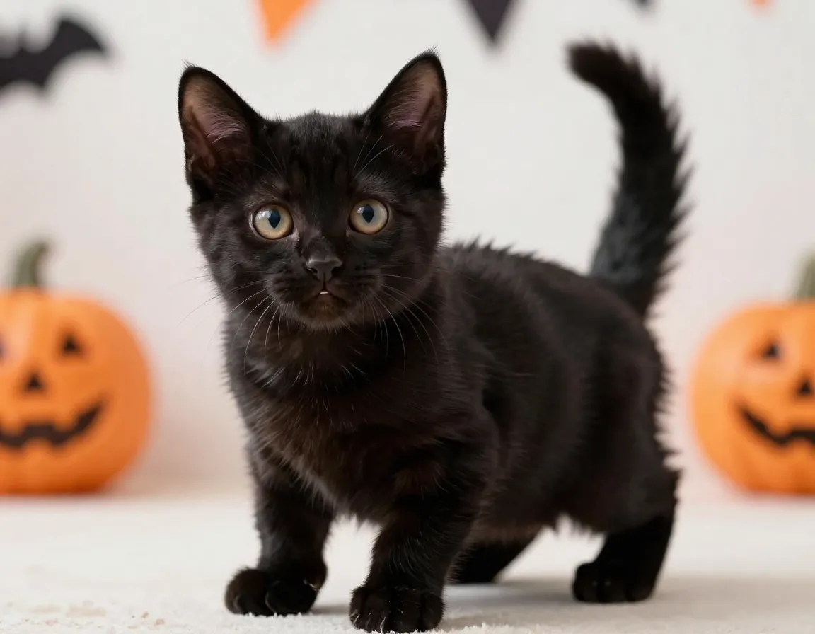 Playful kitten cutie with fuzzy ears and bouncy tail
