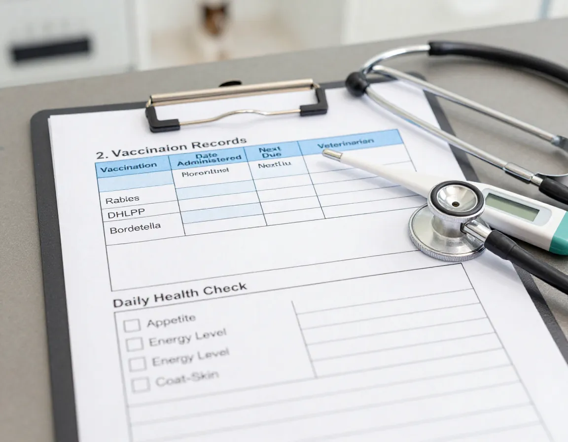 Vaccination records and health monitoring checklist document