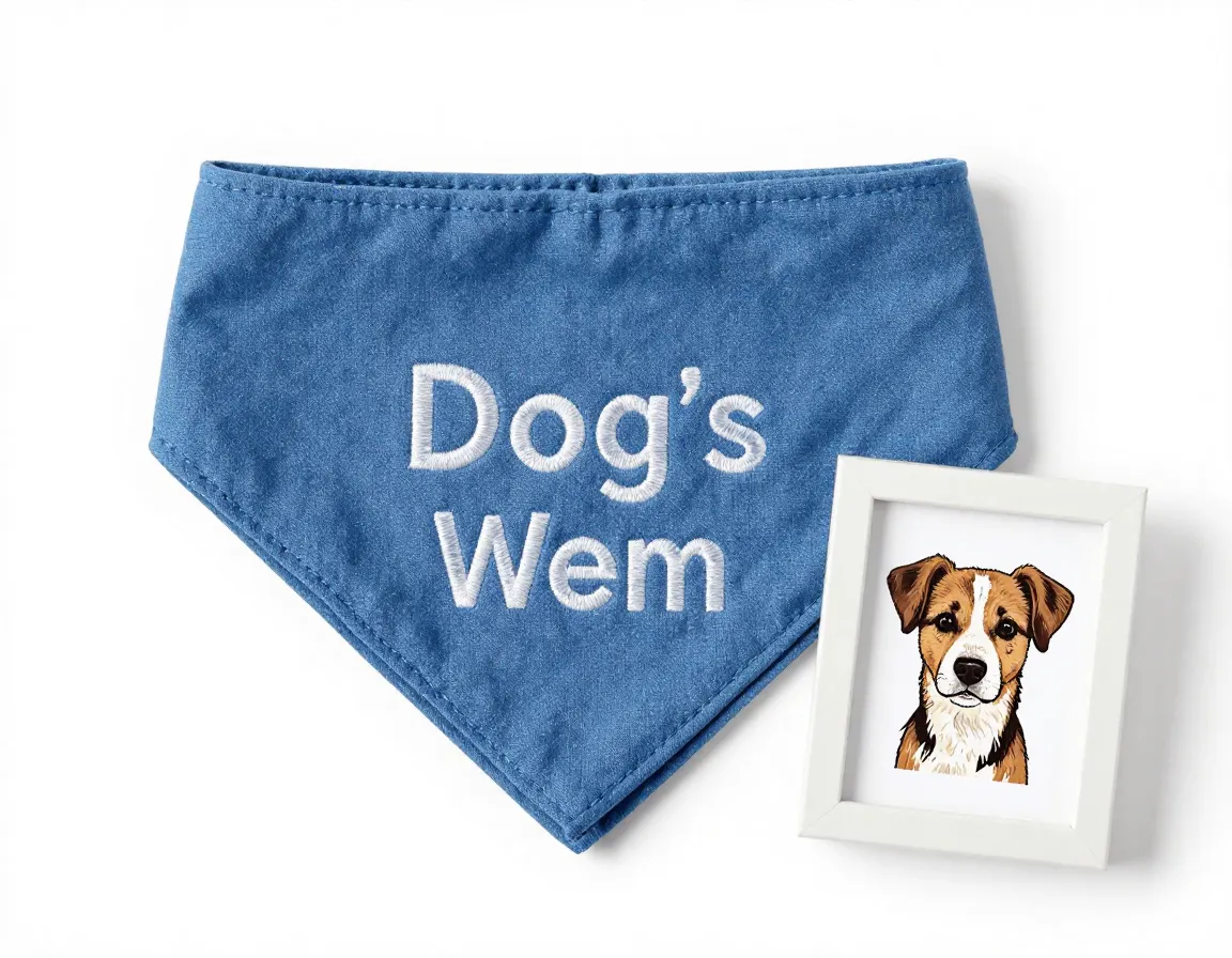 Custom embroidered bandana personalized puppy portrait gift