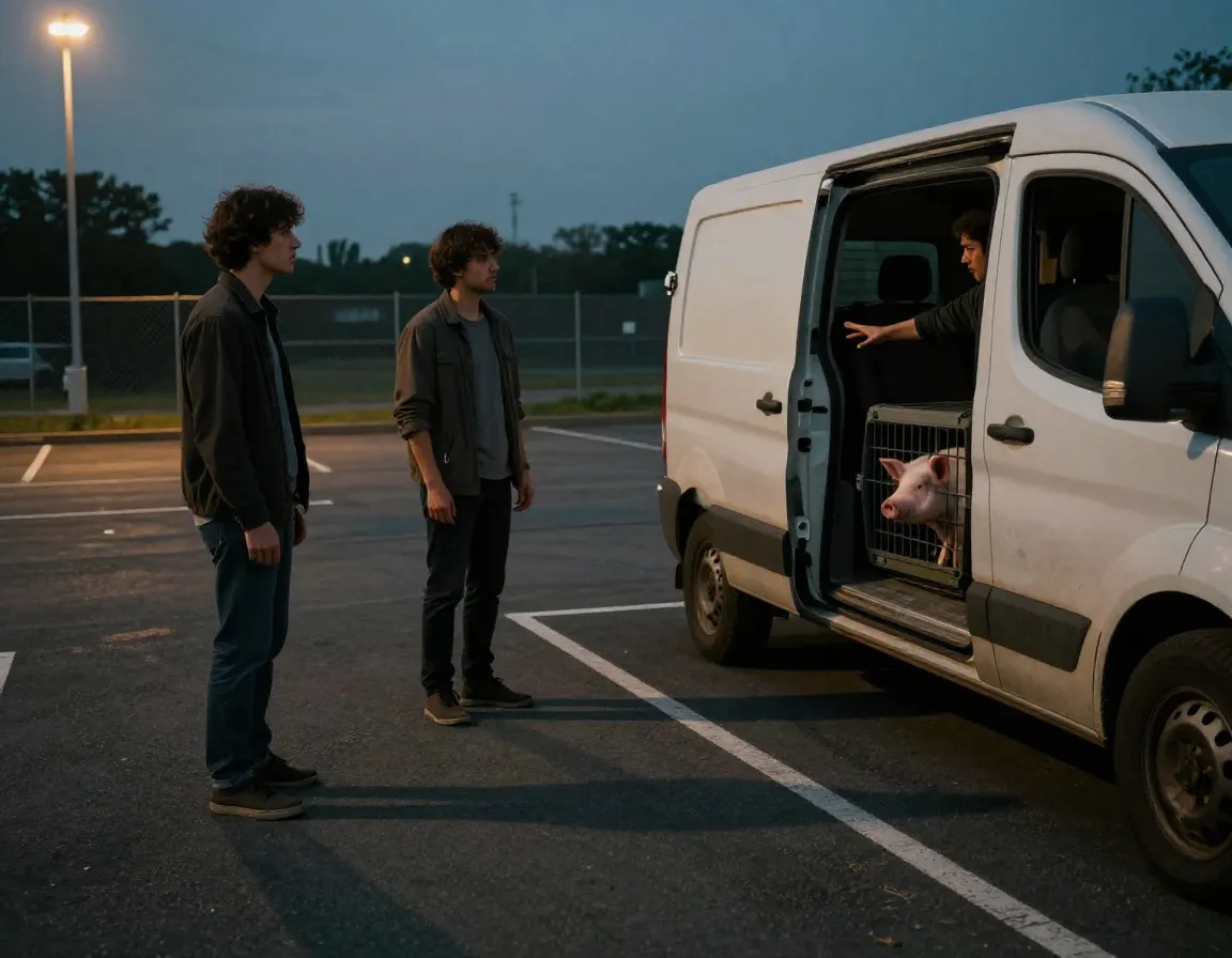 Secretive parking lot meeting for piglet sale transaction