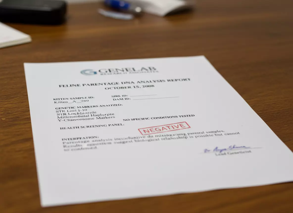 Unverifiable dna test results document for kitten parentage
