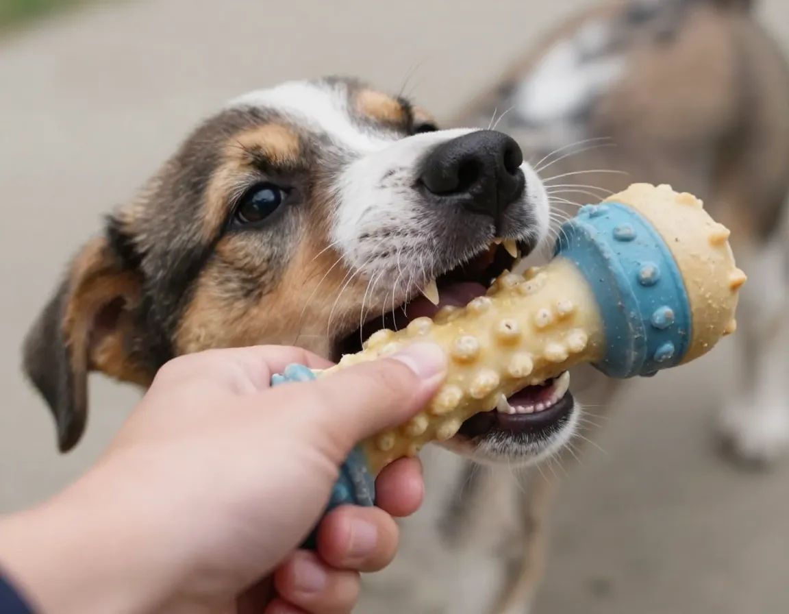 Redirecting puppy nipping behavior onto appropriate chew toy
