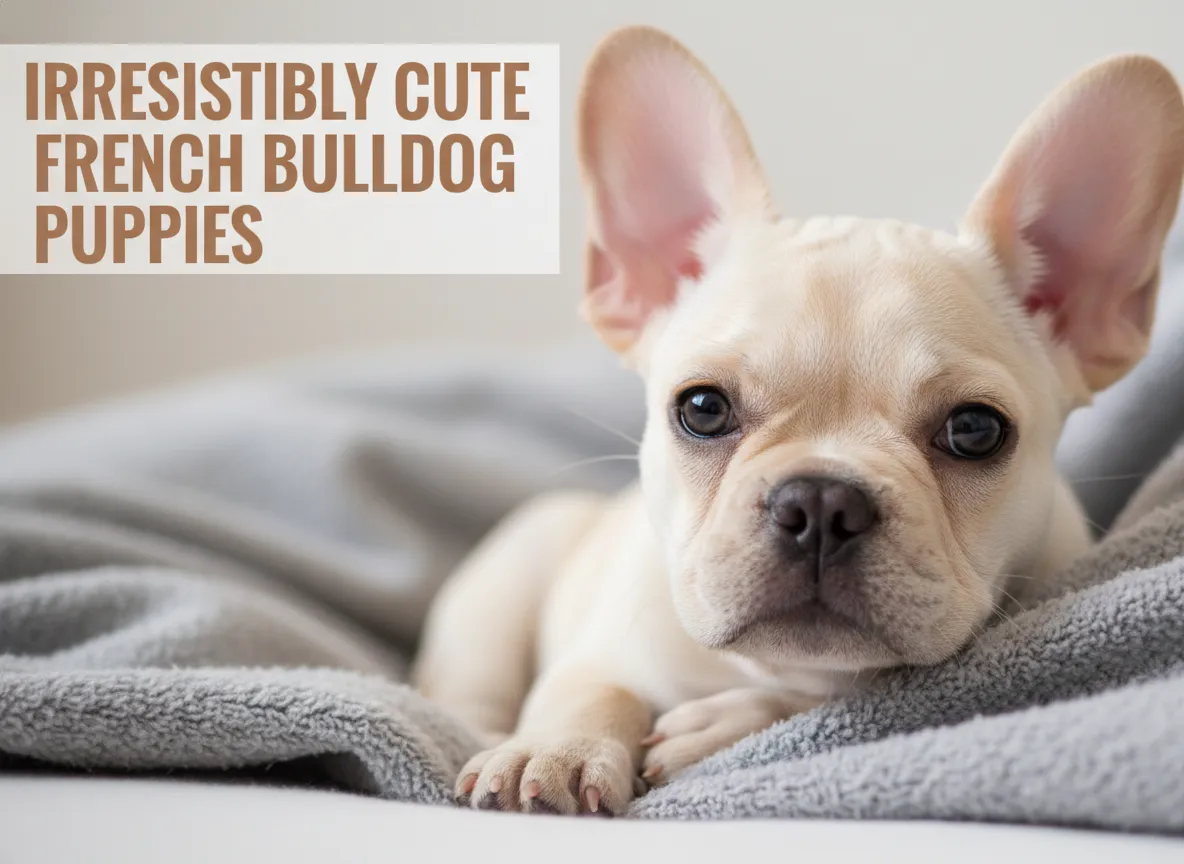 French bulldog puppy closeup snuggle soft blanket adorable fawn cream
