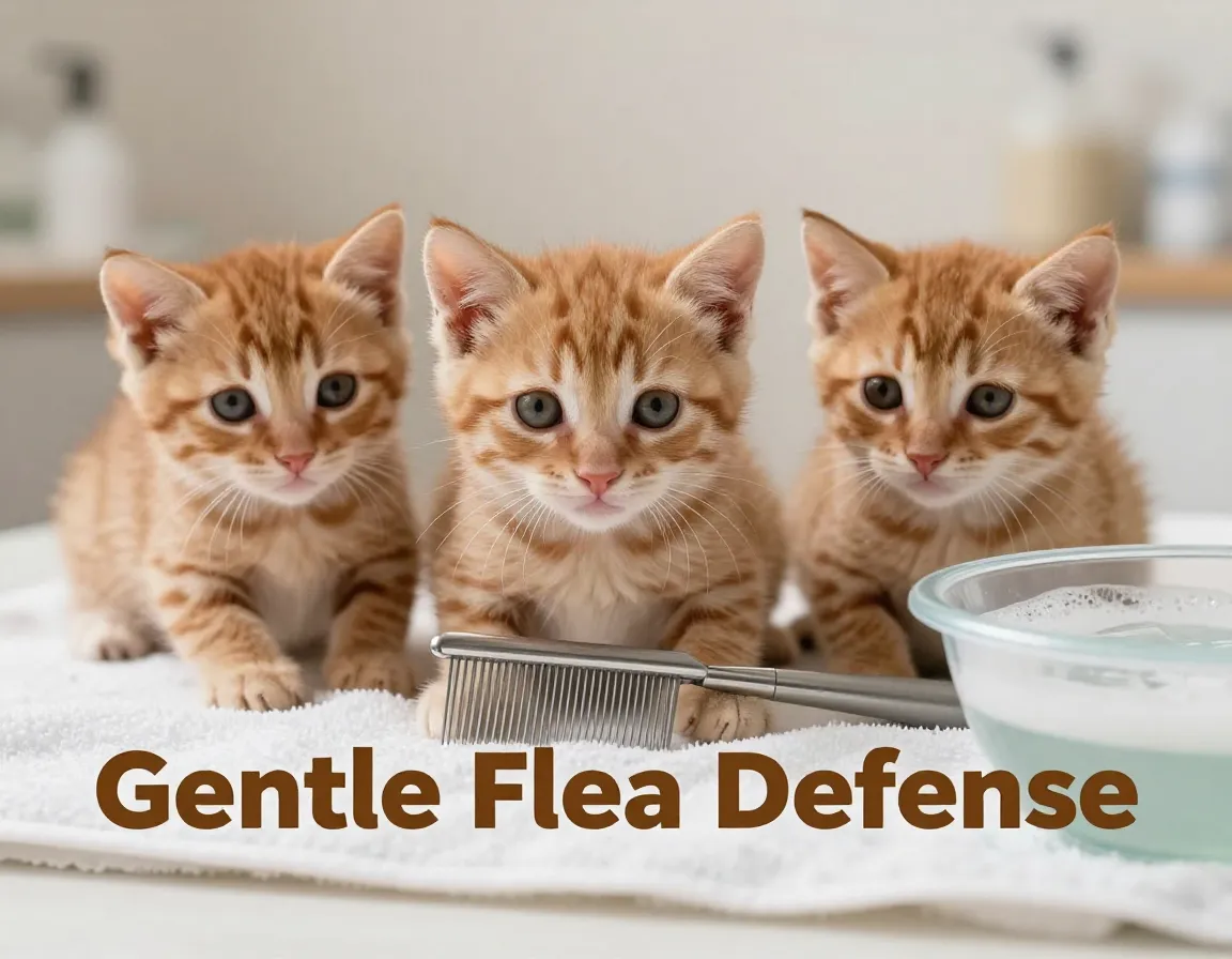 Newborn kitten fine comb soapy water flea treatment gentle care
