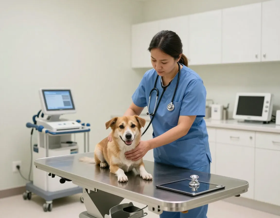 On site veterinary care and health monitoring at resort