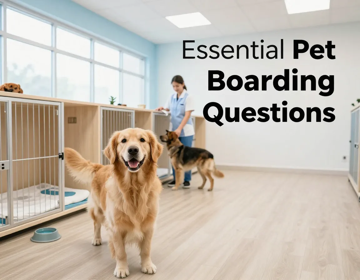 Modern pet boarding facility with happy dog and caring staff