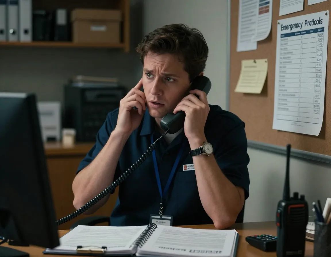 Staff member making an urgent call in a well stocked office