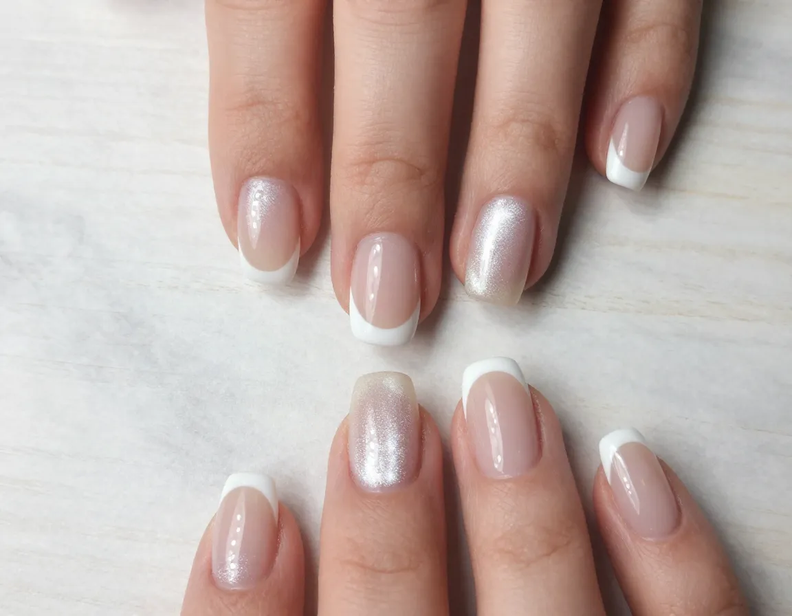 Inverted cat eye french tips dynamic depth neutral base