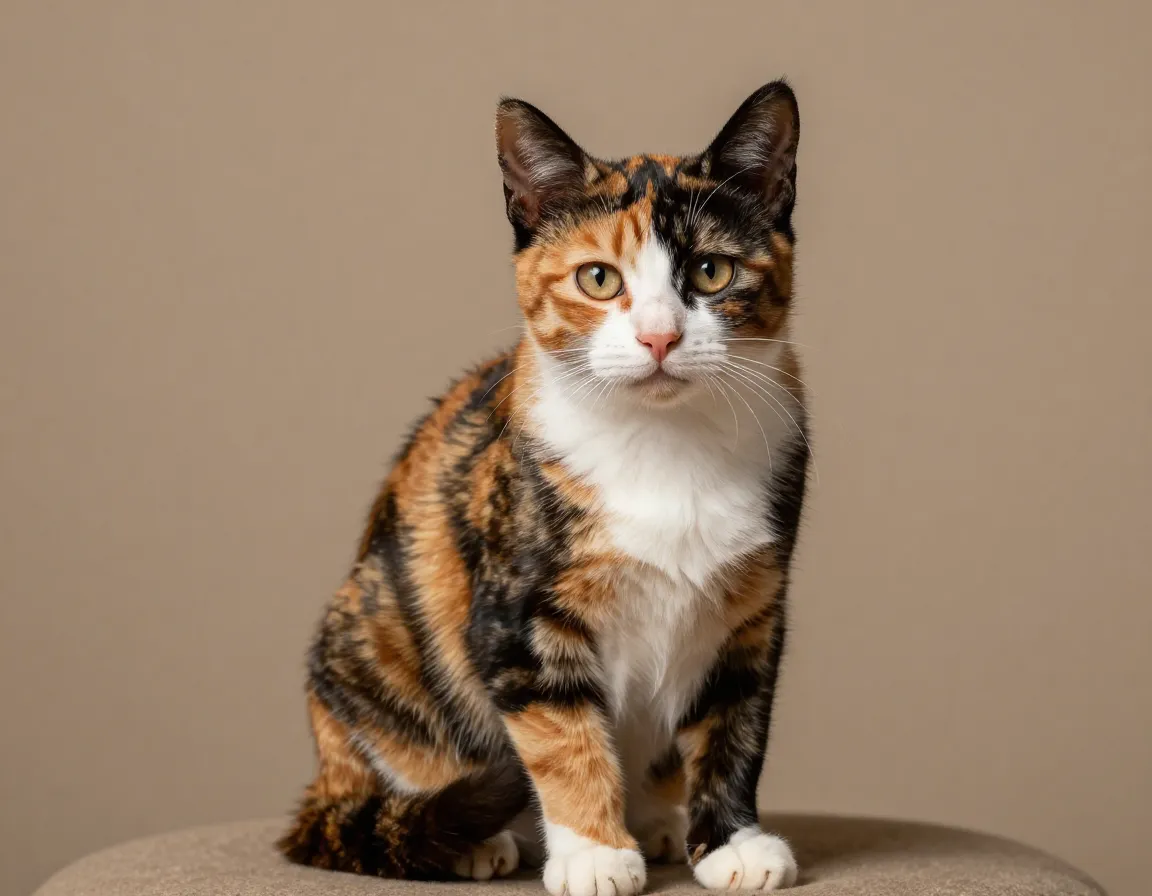Tortoiseshell and white kitten with brindled orange black fur