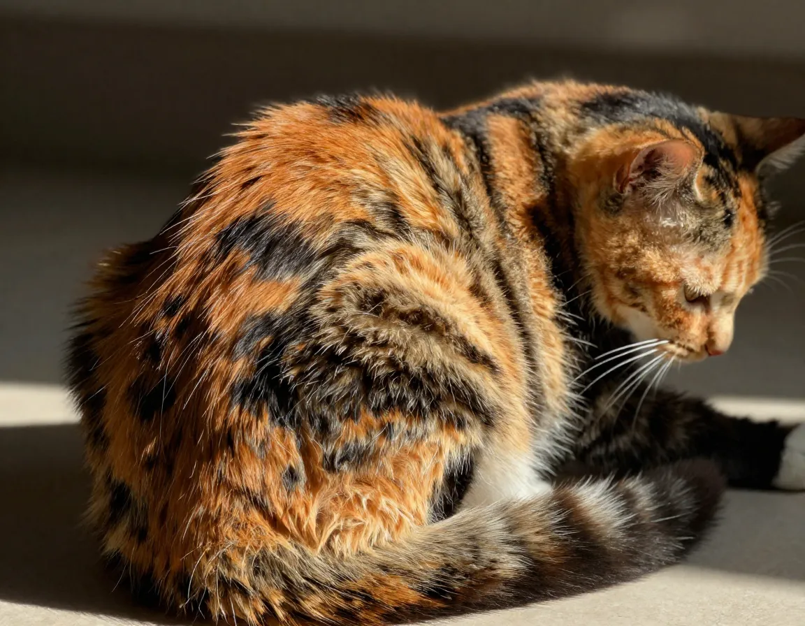 Shaded calico kitten showing ombre fur tip transitions