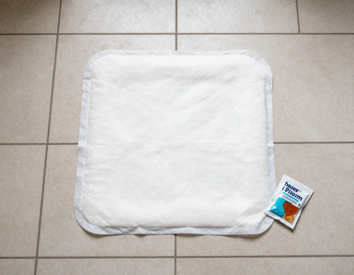 Pheromone infused pee pad placed on tiled floor inside kennel