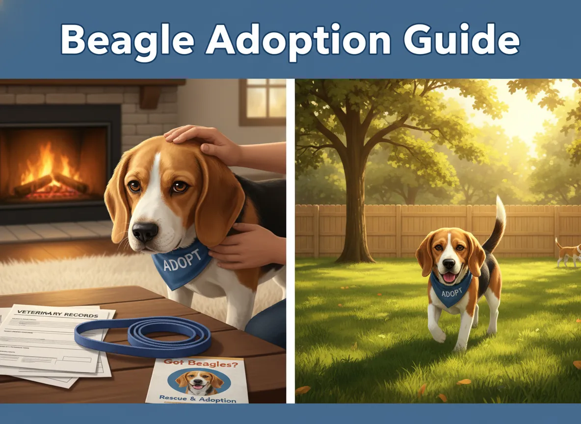 Beagle adoption guide family park responsibility reward illustration