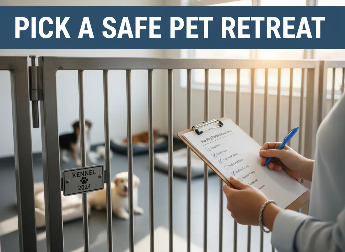 Woman evaluating kennel checklist with visible municipal license plate