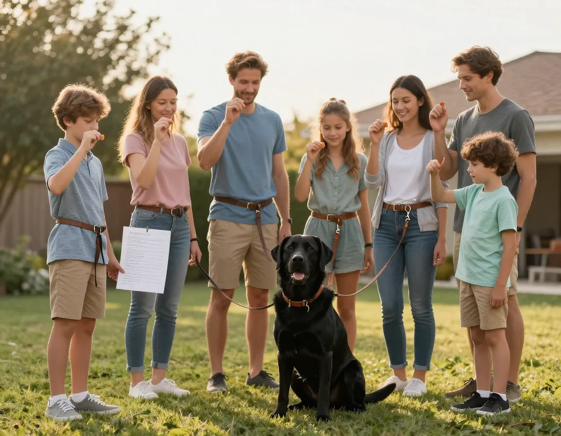 Family consistent training black lab same commands treats