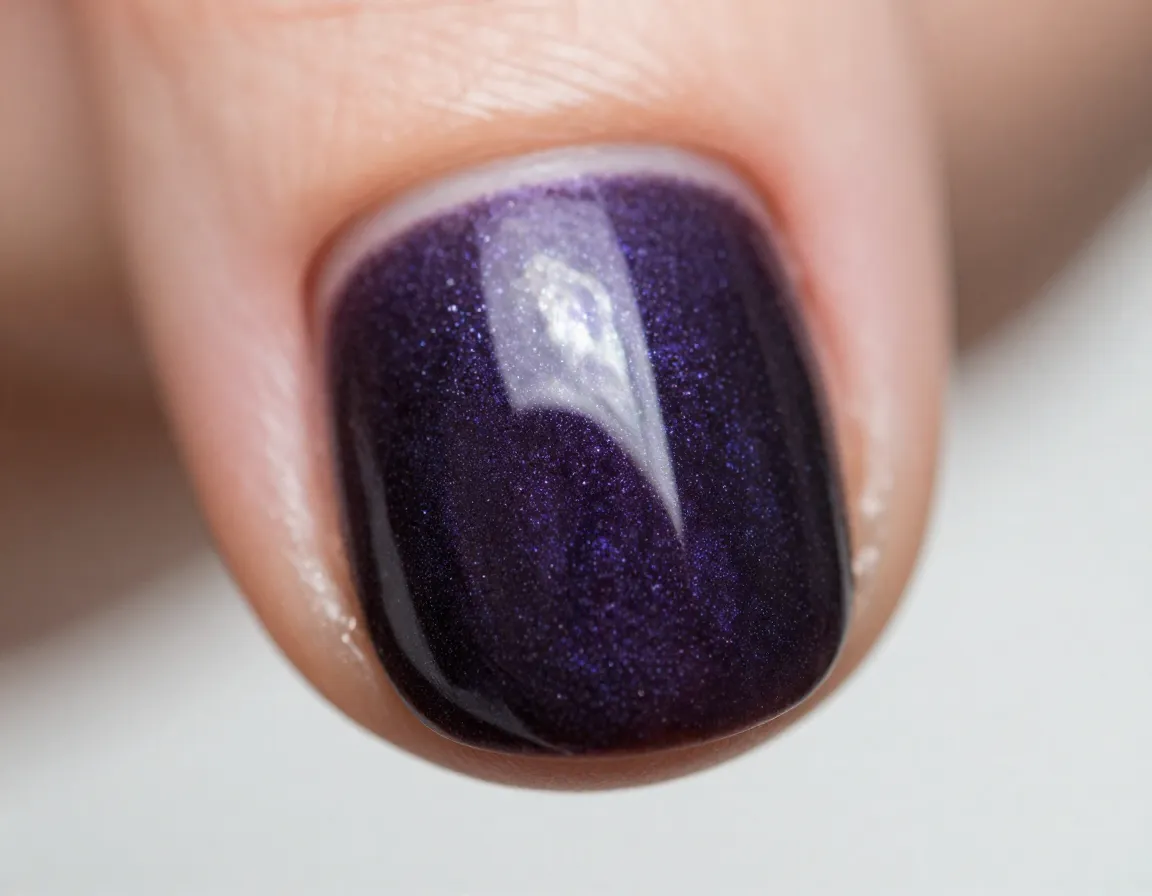 Classic center stripe cat eye manicure nail detail close up shot