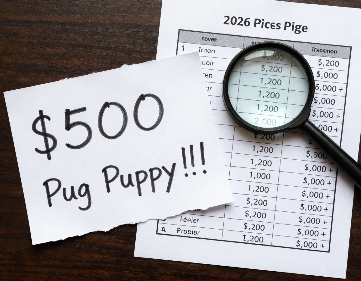 Torn note with low pug price next to official price guide table