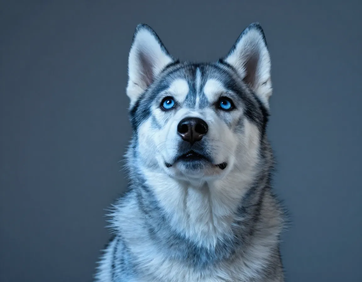 Blue grey husky puppy with unique slate blue undertones