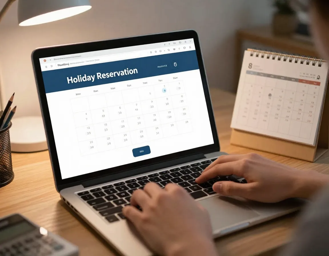 Person booking boarding reservation months ahead on calendar