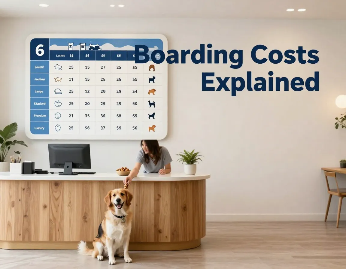 Modern dog boarding reception price chart infographic clear tiers