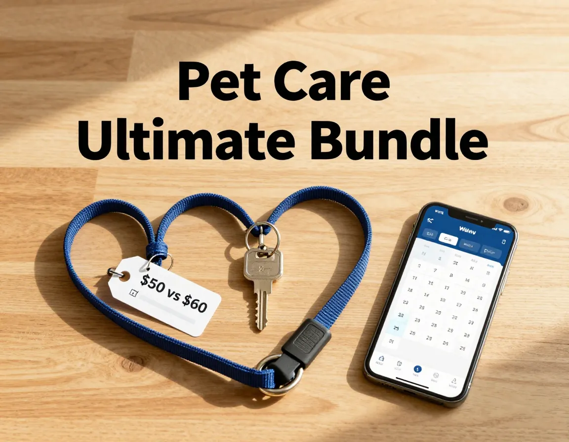 Flat lay heart from leash key showing bundled service savings