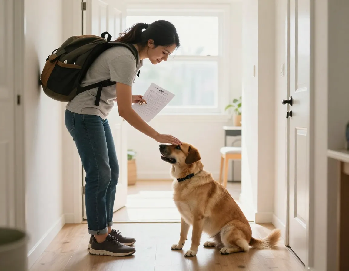 Final pet status assessment and home restoration before sitter departure