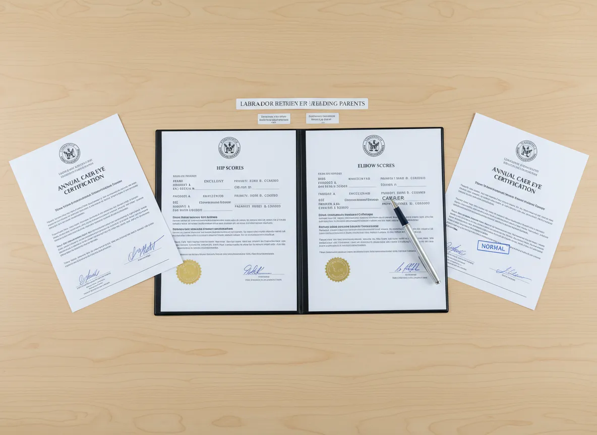 Detailed health screening results for labrador retriever breeding parents