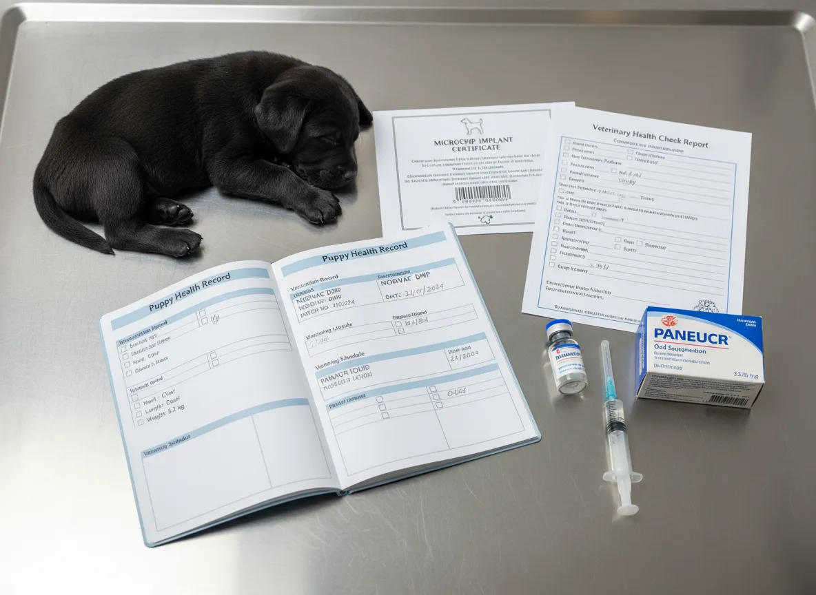 Veterinary medical records and vaccine documentation for labrador puppy