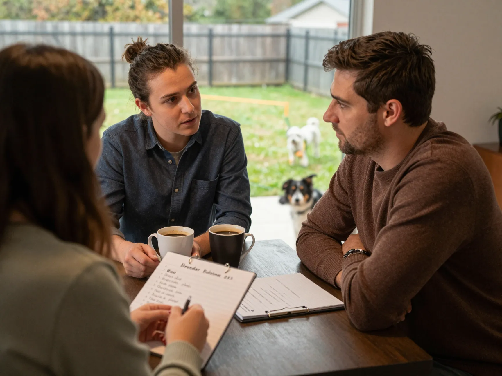 Breeder interviewing buyer about home lifestyle and fenced yard