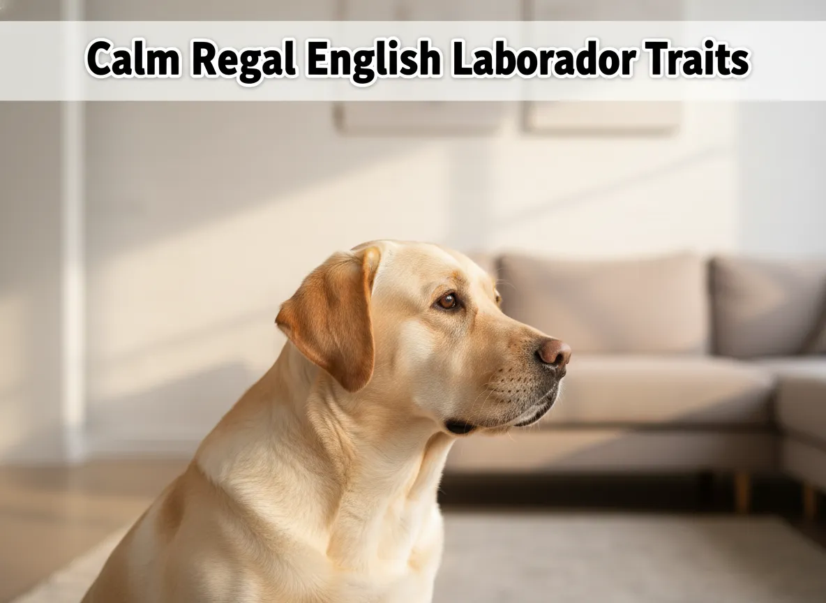 Yellow labrador portrait serene family companion modern living room