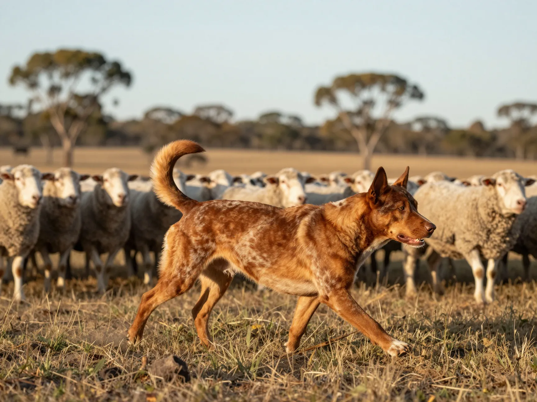 Australian stumpy tail cattle dog driving sheep