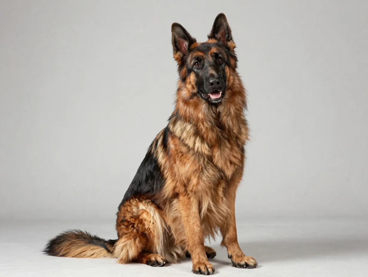 Tervueren belgian shepherd with long fawn coat and black mask