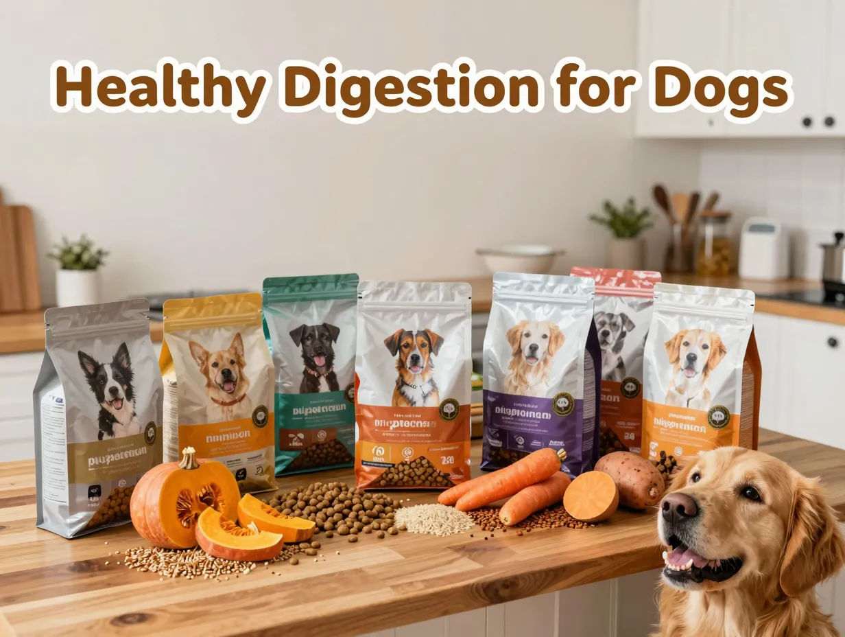 Eight bags dog food pumpkin carrots golden retriever healthy kitchen