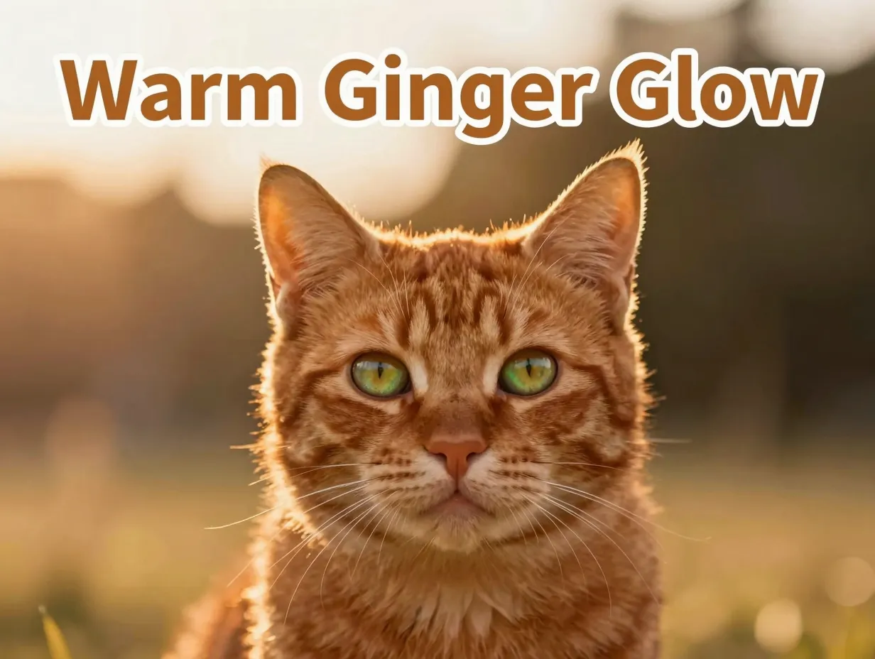 Golden hour ginger tabby portrait desktop wallpaper warm glowing bokeh
