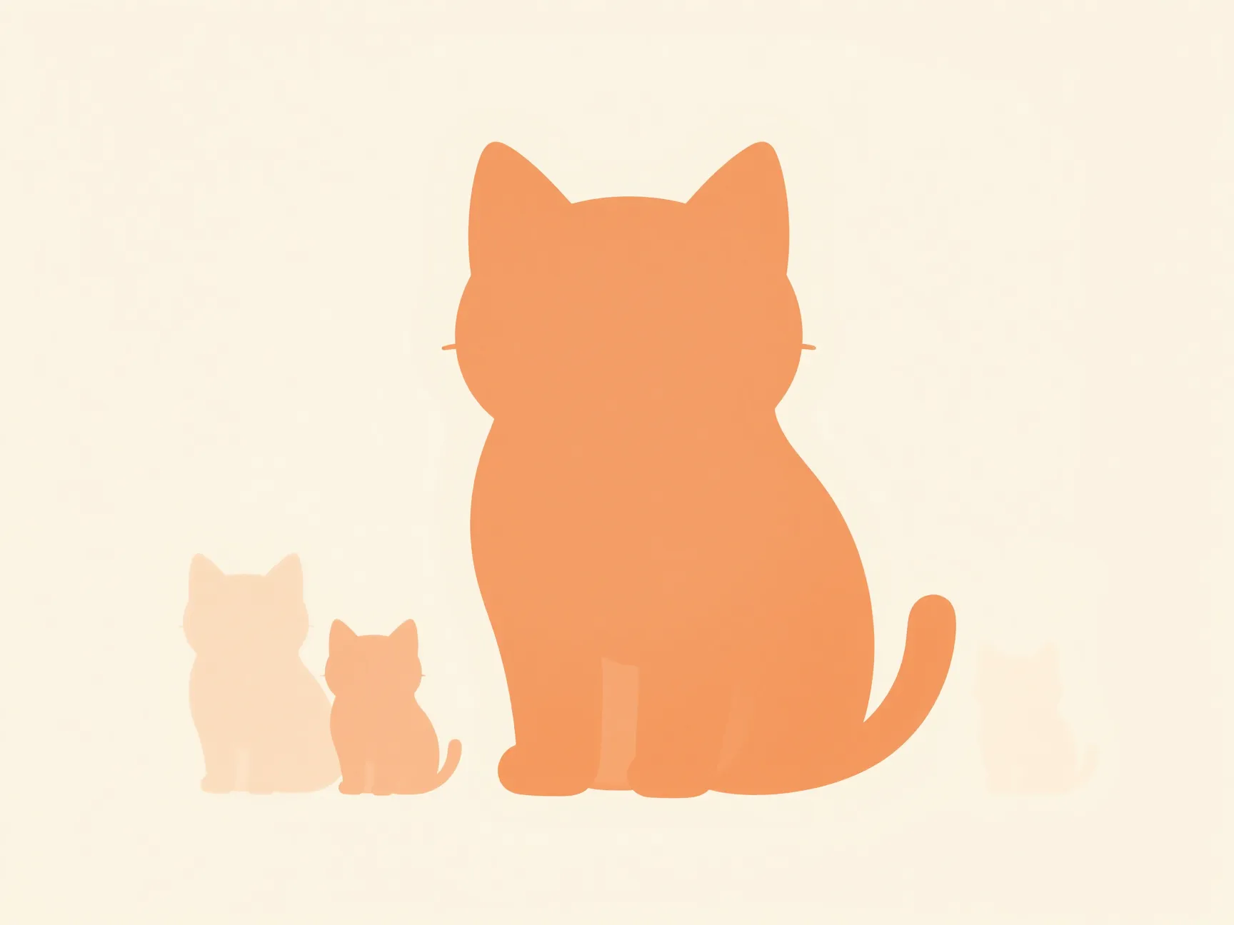 Minimalist orange cat silhouette flat design cream background illustration