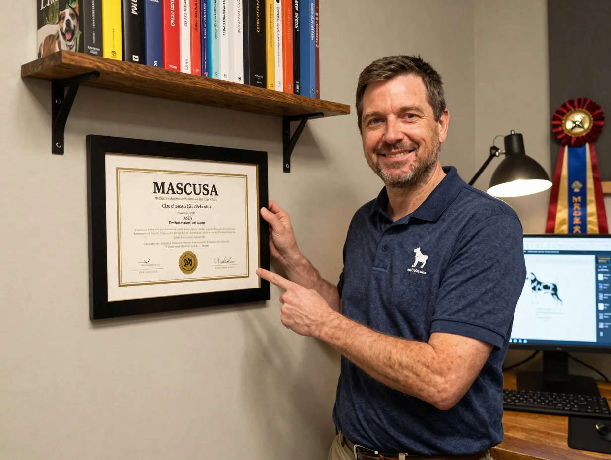 Ethical breeder proudly displaying their breed club membership certificate