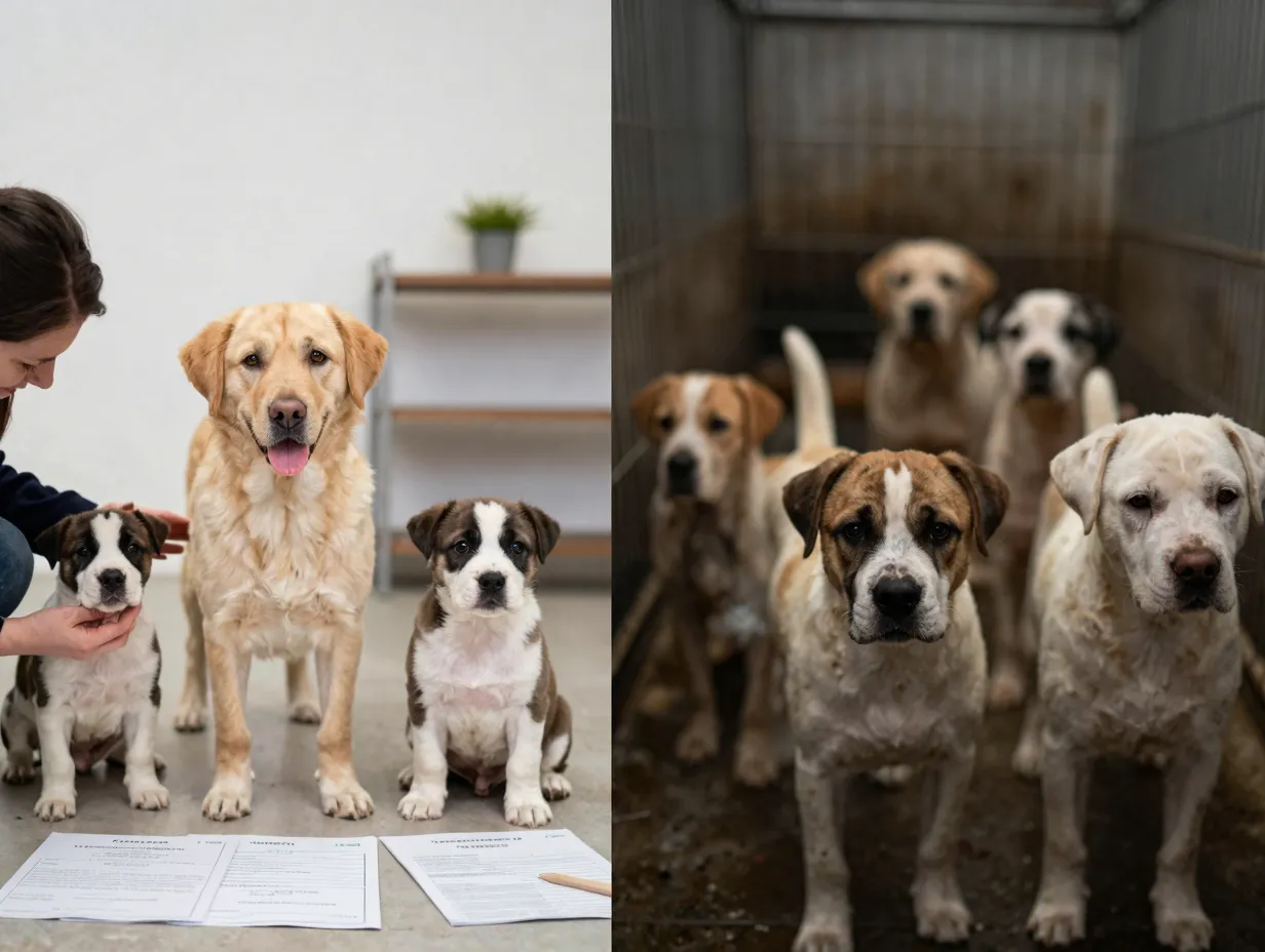 Side by side comparison of a reputable breeder versus a red flag operation