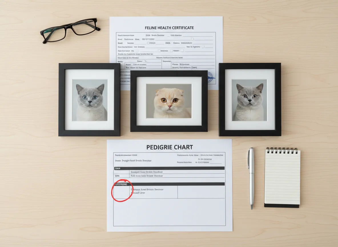 Responsible breeder documents showing folded and straight eared parents