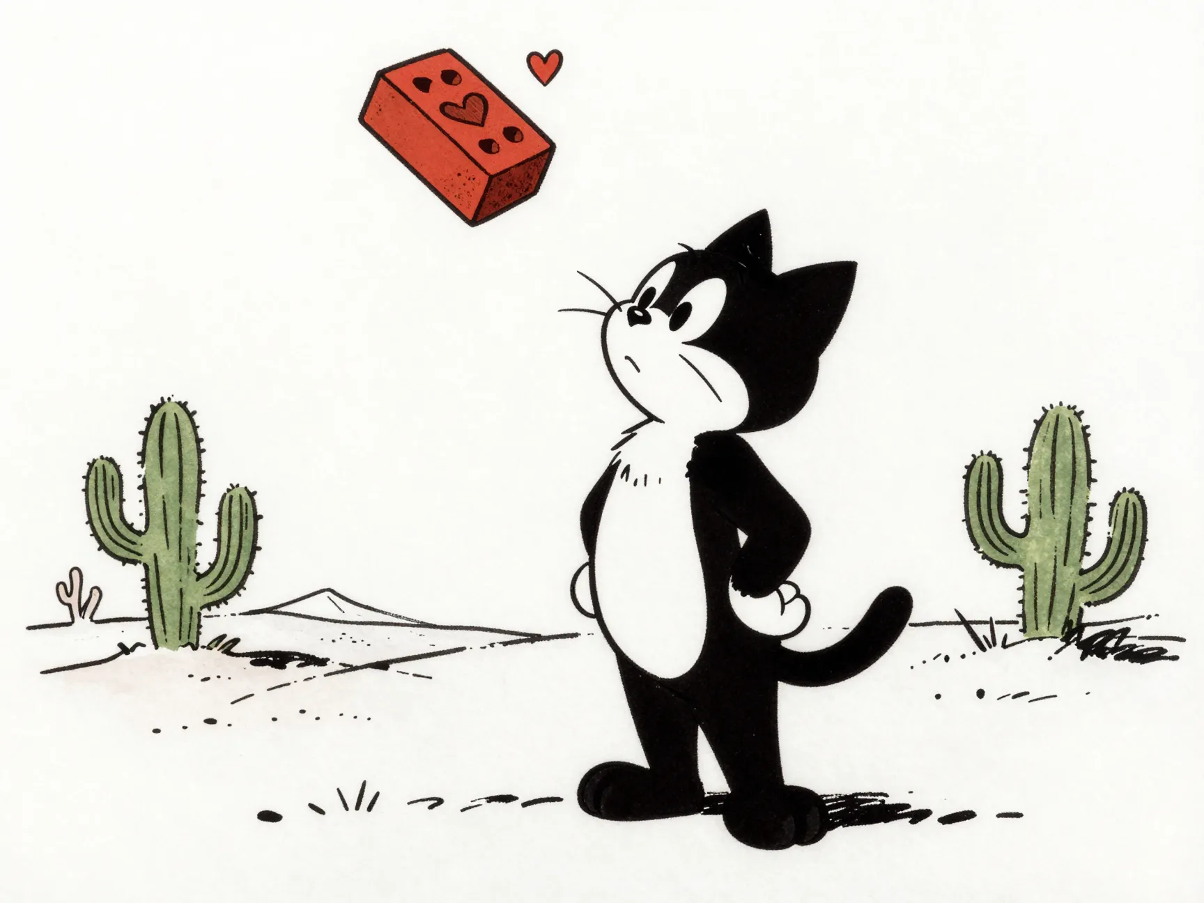 Krazy kat admiring brick with heart from ignatz