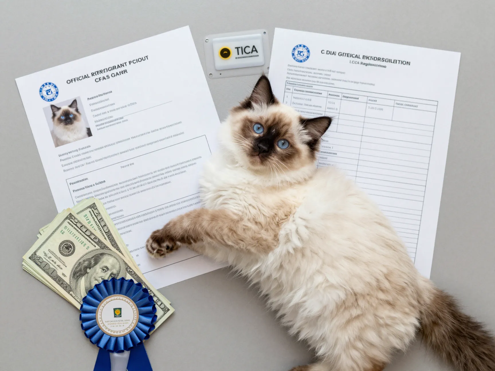 Ragdoll kitten pedigree paperwork microchip vaccine records two thousand dollars