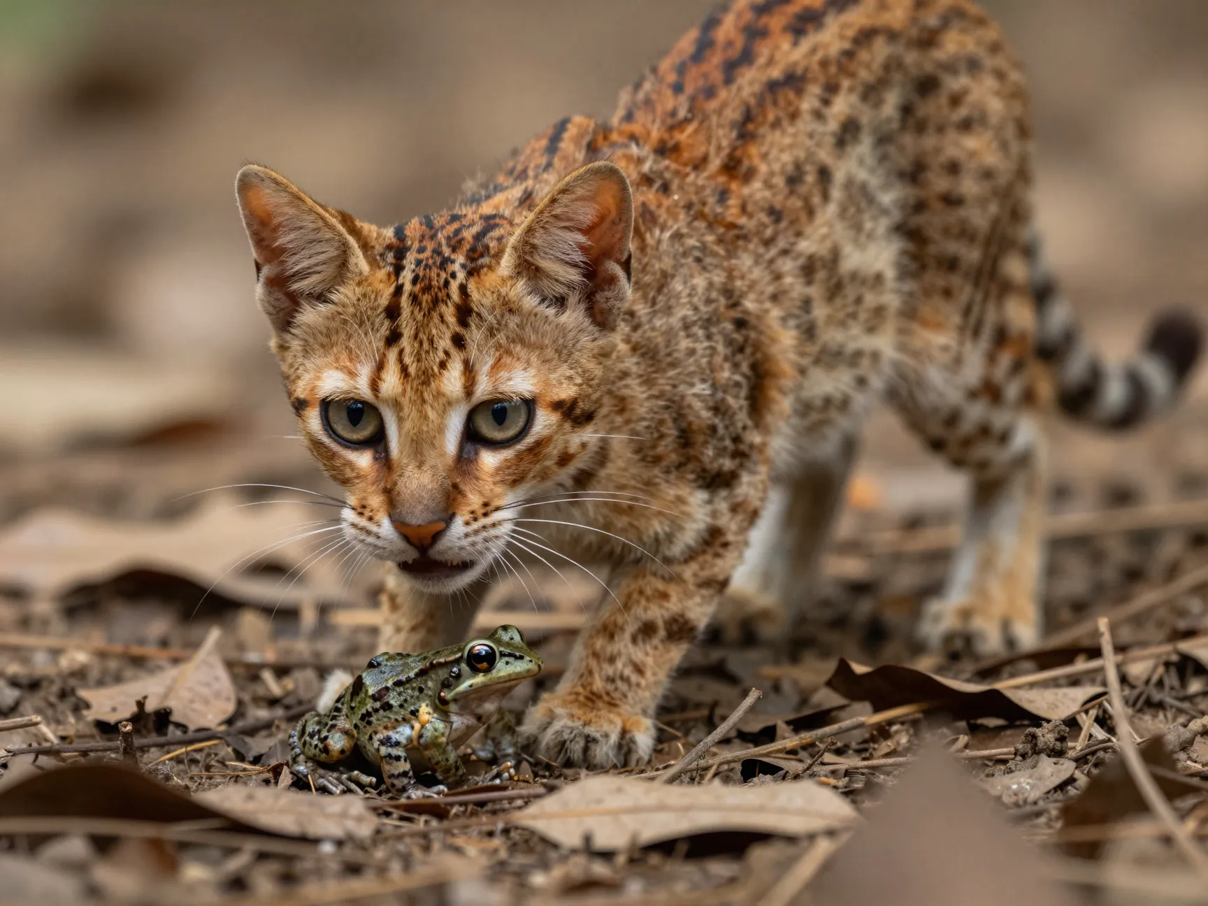 Rusty spotted cat the worlds smallest wild cat hunting
